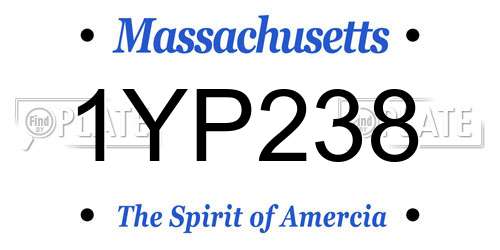 1YP238 Massachusetts License Plate