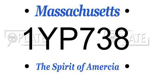 1YP738 Massachusetts License Plate