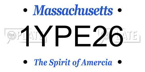 1YPE26 Massachusetts License Plate