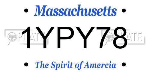 1YPY78 Massachusetts License Plate