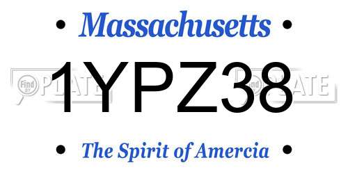 1YPZ38 Massachusetts License Plate