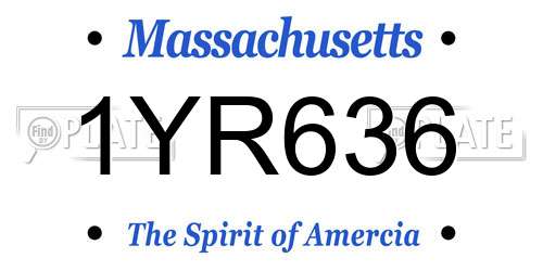 1YR636 Massachusetts License Plate