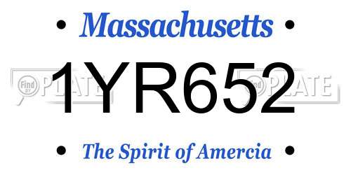 1YR652 Massachusetts License Plate