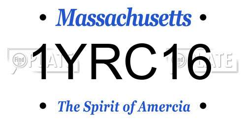 1YRC16 Massachusetts License Plate