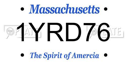 1YRD76 Massachusetts License Plate