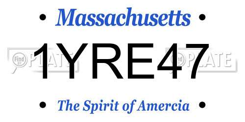 1YRE47 Massachusetts License Plate
