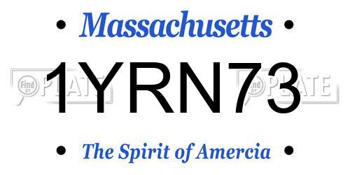 1YRN73 Massachusetts License Plate