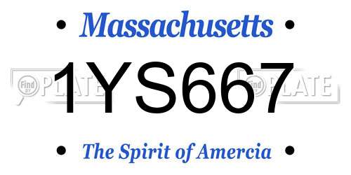 1YS667 Massachusetts License Plate
