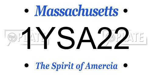 1YSA22 Massachusetts License Plate