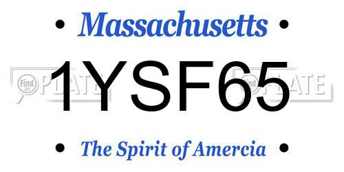 1YSF65 Massachusetts License Plate