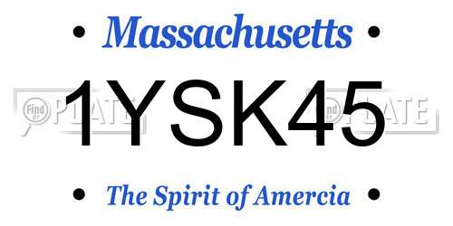 1YSK45 Massachusetts License Plate