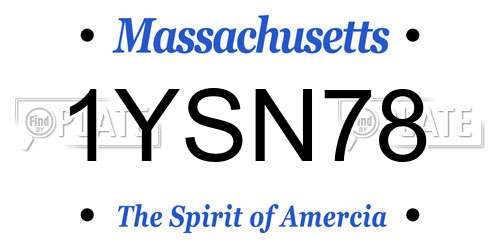 1YSN78 Massachusetts License Plate