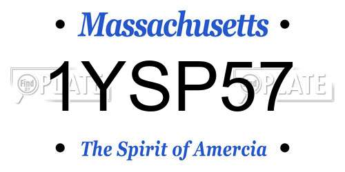 1YSP57 Massachusetts License Plate