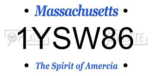 1YSW86 Massachusetts License Plate