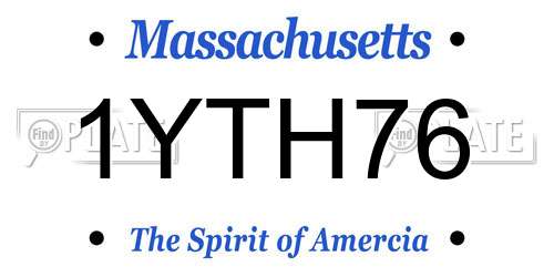 1YTH76 Massachusetts License Plate