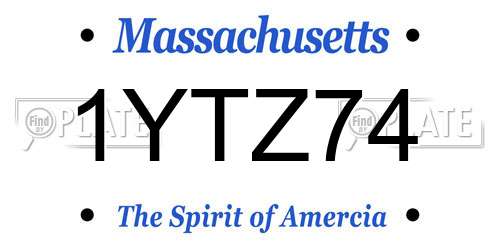 1YTZ74 Massachusetts License Plate