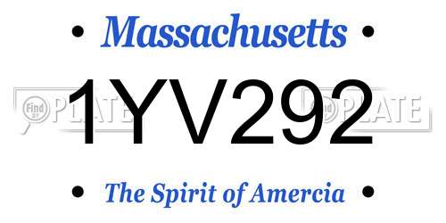1YV292 Massachusetts License Plate