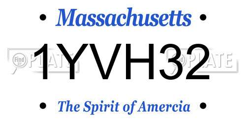 1YVH32 Massachusetts License Plate