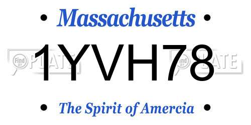 1YVH78 Massachusetts License Plate