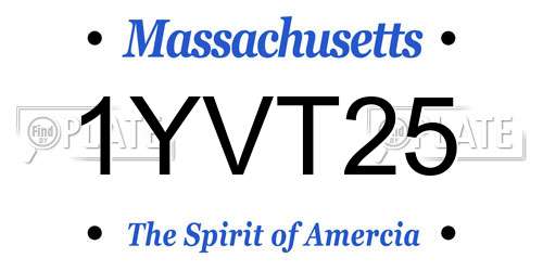 1YVT25 Massachusetts License Plate