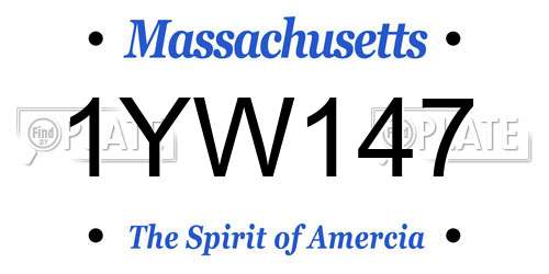 1YW147 Massachusetts License Plate