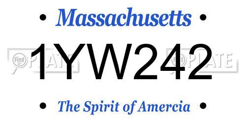 1YW242 Massachusetts License Plate