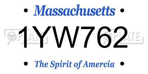 1YW762 Massachusetts License Plate