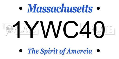 1YWC40 Massachusetts License Plate