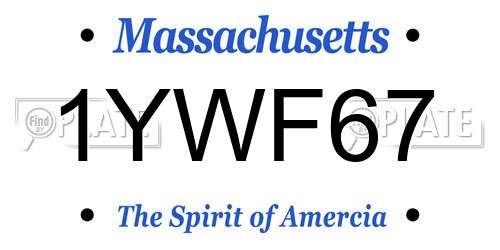 1YWF67 Massachusetts License Plate