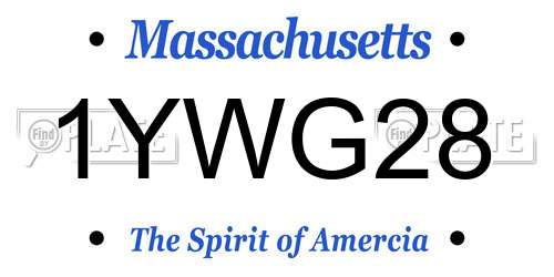 1YWG28 Massachusetts License Plate