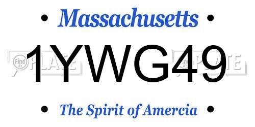 1YWG49 Massachusetts License Plate