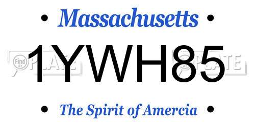 1YWH85 Massachusetts License Plate