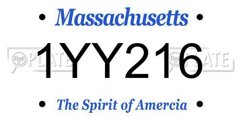 1YY216 Massachusetts License Plate