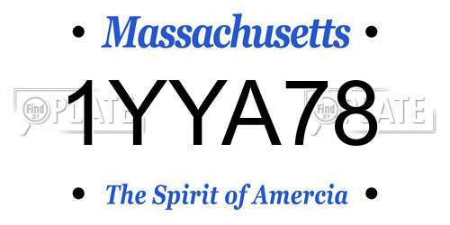 1YYA78 Massachusetts License Plate