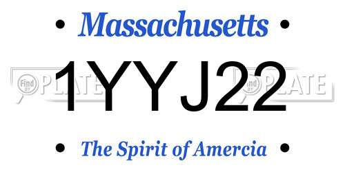 1YYJ22 Massachusetts License Plate