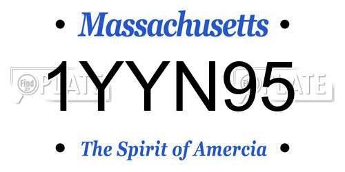 1YYN95 Massachusetts License Plate