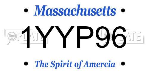 1YYP96 Massachusetts License Plate