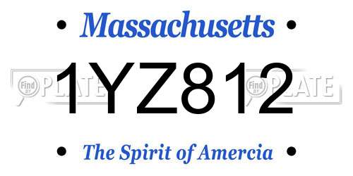 1YZ812 Massachusetts License Plate