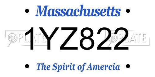 1YZ822 Massachusetts License Plate