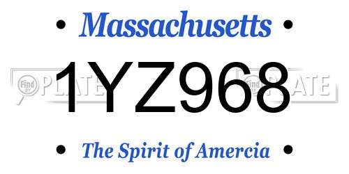 1YZ968 Massachusetts License Plate