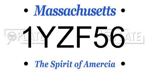 1YZF56 Massachusetts License Plate