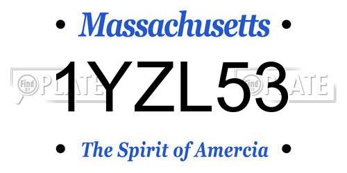 1YZL53 Massachusetts License Plate