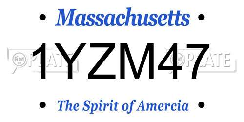 1YZM47 Massachusetts License Plate