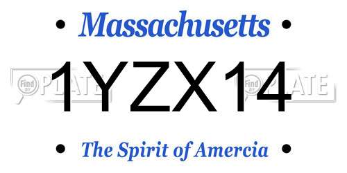 1YZX14 Massachusetts License Plate