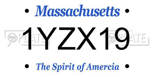 1YZX19 Massachusetts License Plate