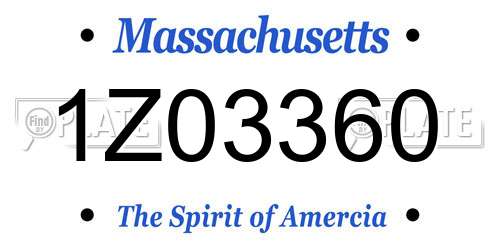 1Z03360 Massachusetts License Plate