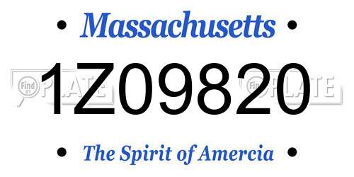 1Z09820 Massachusetts License Plate