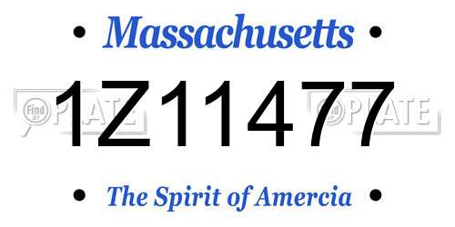 1Z11477 Massachusetts License Plate