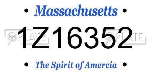 1Z16352 Massachusetts License Plate