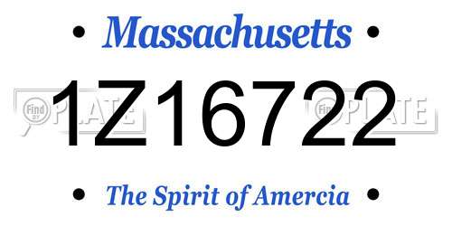 1Z16722 Massachusetts License Plate